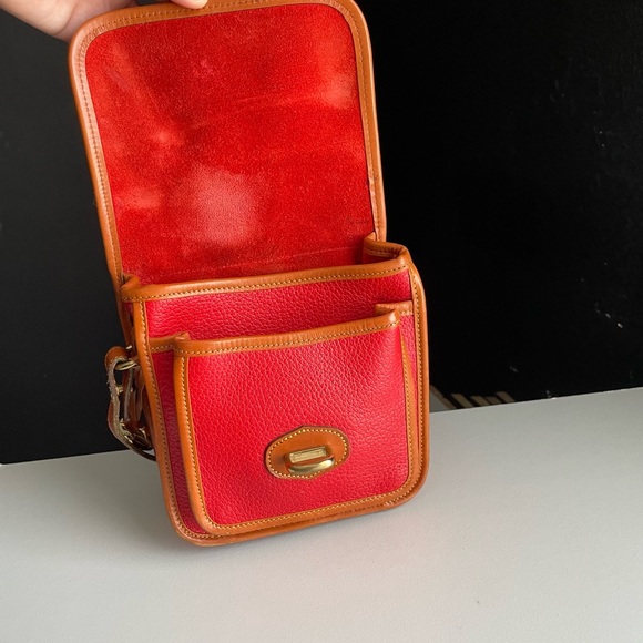 Dooney & Bourke Red Brown Leather Mini Binoculars Equestrian Crossbody Bag - Picture 10 of 16